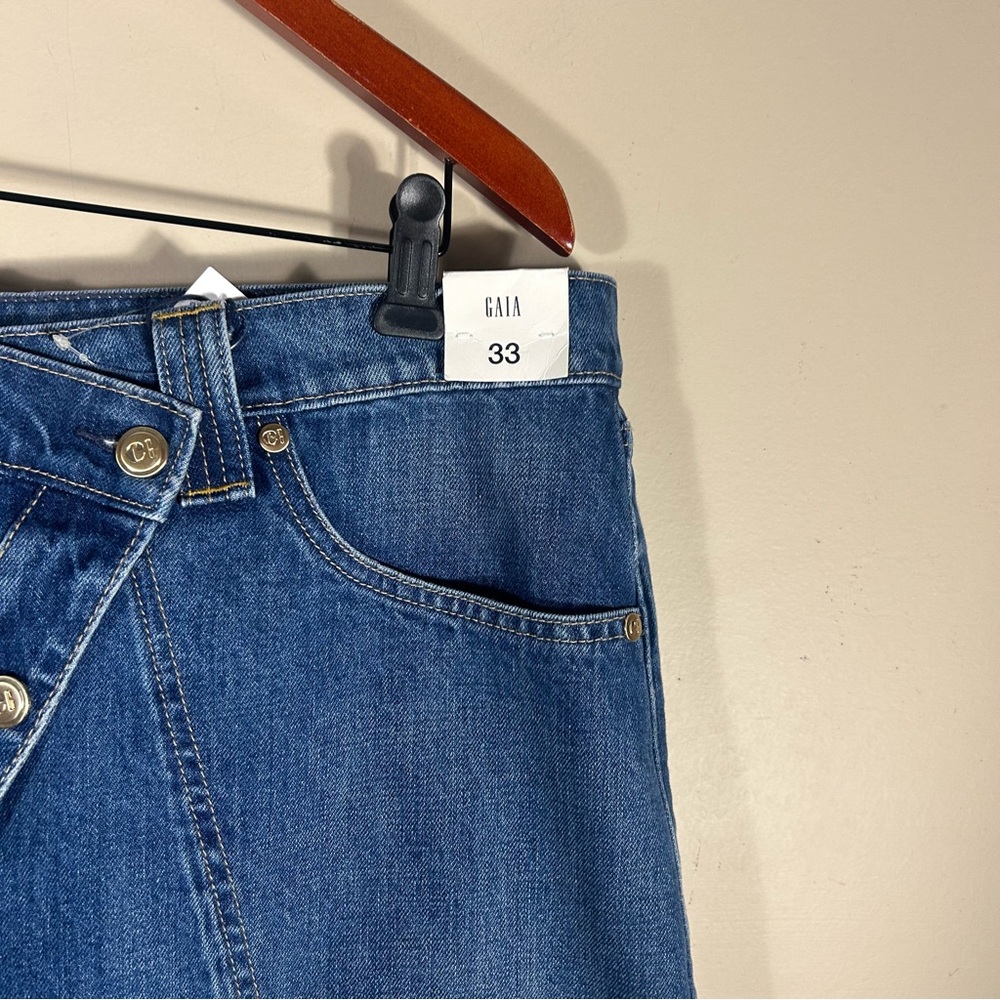 NWT Gap X Cult Gaia Asymmetrical Denim High Slit Maxi Skirt Size 33/16 - Picture 4 of 13